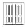 2-panel plank double door
Unit Dimension 74" x 86-5/8"
Door Dimension 36" x 84"
Panel - v-groove
Glazing - none